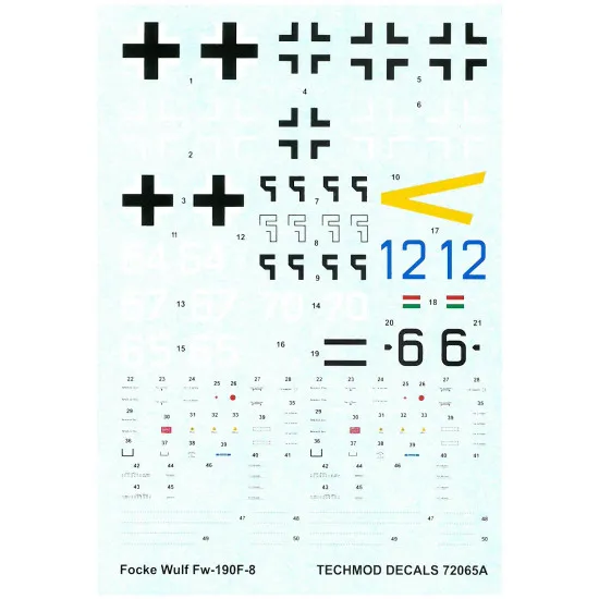Techmod 72065 1/72 Focke Wulf Fw-190f-8 Hungary 1944-45 Aircraft Wet Decal Wwii