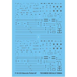 Techmod 72068 1/72 F-16 C/D Block 52 Polish A.f. Stencils Aircraft Wet Decal