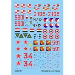 Techmod 72070 1/72 Mig-21 Mf Jet Fighter Aircraft Wet Decal