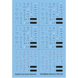 Techmod 72071 1/72 Hawker Hurricane Stencils British Fighter Aircraft Wet Decal