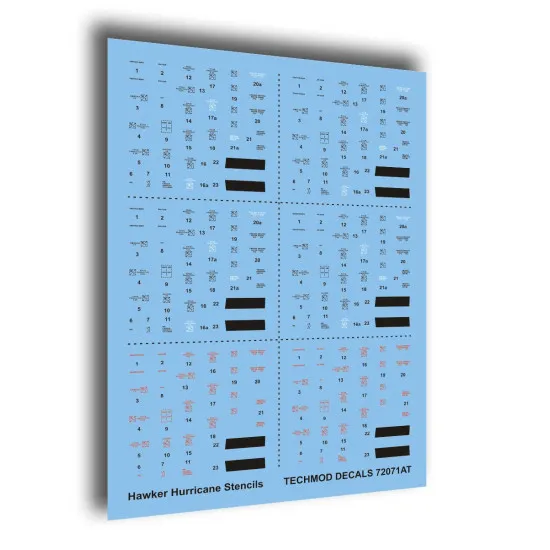 Techmod 72071 1/72 Hawker Hurricane Stencils British Fighter Aircraft Wet Decal