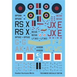 Techmod 72073 1/72 Hawker Hurricane Mk Iic 1942-44 Aircraft Wet Decal Wwii