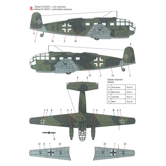 Techmod 72075 1/72 Siebel Si-204d German Trainer Aircraft Wet Decal Wwii
