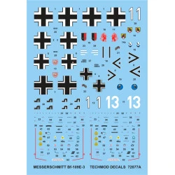 Techmod 72077 1/72 Messerschmitt Bf 109e-3 1940-1941 Aircraft Wet Decal Wwii