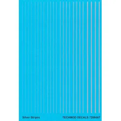 Techmod 72084 1/72 Silver Stripes In Different Sizes Aircraft Wet Decal