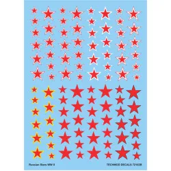 Techmod 72102 1/72 Soviet Red Stars W/Outline For Aircraft Wet Decal Wwii