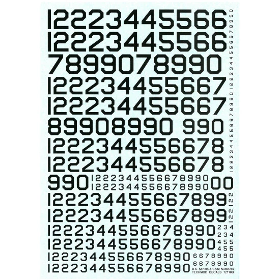 Techmod 72110 1/72 U.s. Serials And Code Numbers Lack For Aircraft Wet Decal