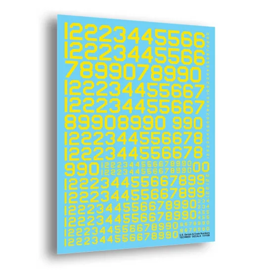 Techmod 72118 1/72 U.s. Serials And Code Numbers Yellow Aircraft Wet Decal