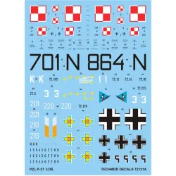 Techmod 72121 1/72 Pzl P-37 A/B Moose Polish Bomber Aircraft Wet Decal Wwii