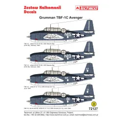 Techmod 72127 1/72 Grumman Avenger Tbf-1c Us Torpedo Bomber Aircraft Wet Decal 1944