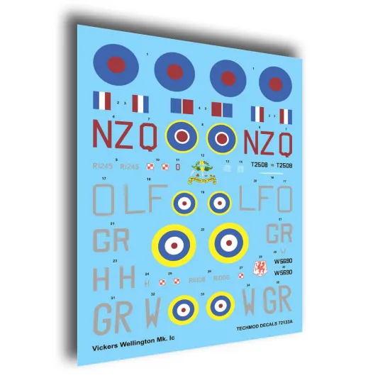 Techmod 72133 1/72 Vickers Wellington Mk Ic Polish Bomber Aircraft Wet Decal