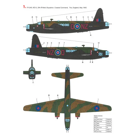 Techmod 72133 1/72 Vickers Wellington Mk Ic Polish Bomber Aircraft Wet Decal