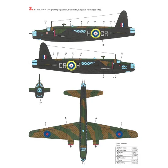 Techmod 72133 1/72 Vickers Wellington Mk Ic Polish Bomber Aircraft Wet Decal