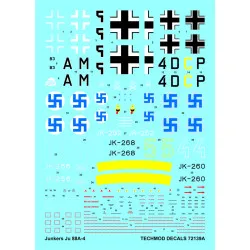 Techmod 72139 1/72 Junkers Ju-88a-4 1942-1944 Finland Sicily Aircraft Wet Decal