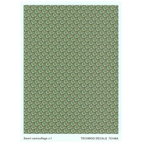 Techmod 72146 1/72 Swirl Camouflage In Shades Of Green Aircraft Wet Decal Wwii