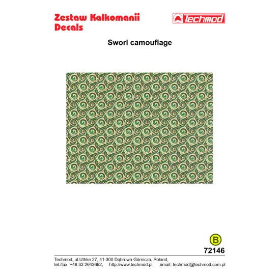 Techmod 72146 1/72 Swirl Camouflage In Shades Of Green Aircraft Wet Decal Wwii