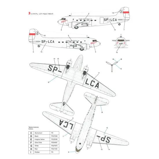Techmod 72147 1/72 C-47a Skytrain Polish Lot Aircraft Wet Decal