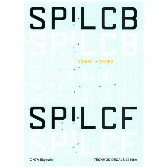 Techmod 72148 1/72 C-47a Skytrain Lot Poland Aircraft Wet Decal 1946-47