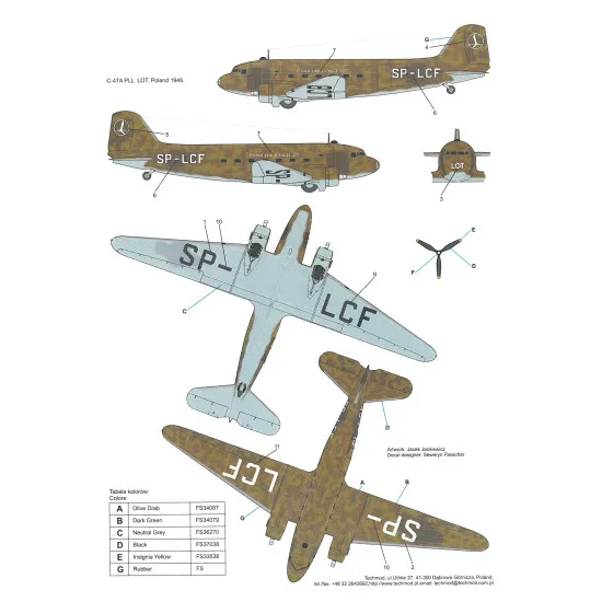 Techmod 72148 1/72 C-47a Skytrain Lot Poland Aircraft Wet Decal 1946-47