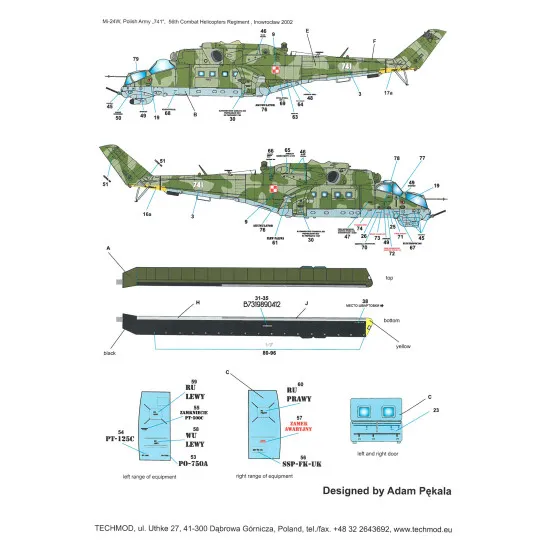 Techmod 72154 1/72 Mi-24d/W Polish Helicopter Wet Decal