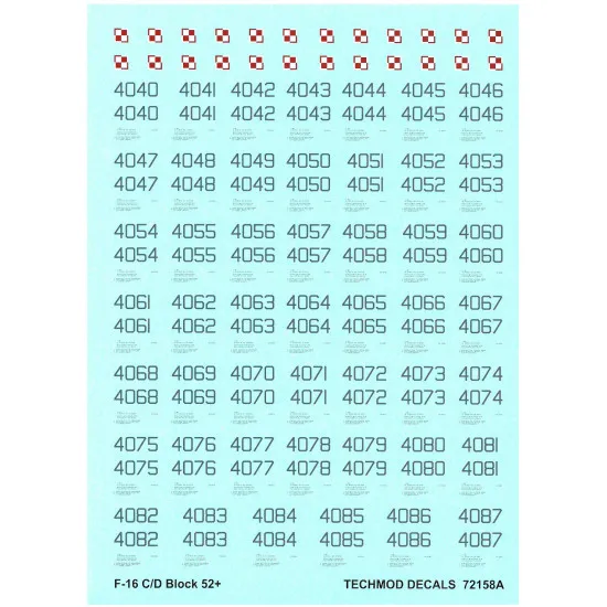 Techmod 72158 1/72 General Dynamics F-16c/D Block 52 Polish A.f. Wet Decal