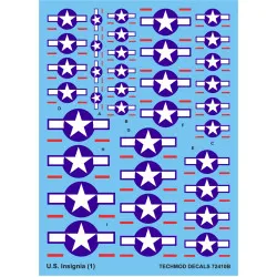 Techmod 72410 1/72 Us Insignia American Stars Wet Decal 1943-47 To Present Set 1