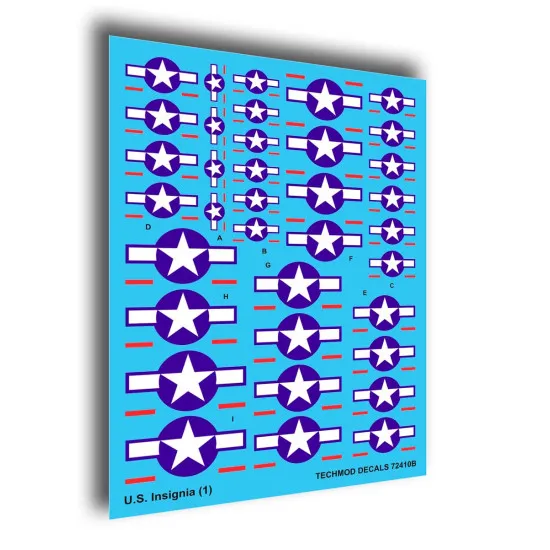 Techmod 72410 1/72 Us Insignia American Stars Wet Decal 1943-47 To Present Set 1