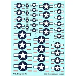 Techmod 72410 1/72 Us Insignia American Stars Wet Decal 1943-47 To Present Set 1