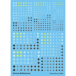 Techmod 72802 1/72 German Balkenkreuze Different Sizes Wet Decal 2 Sheets