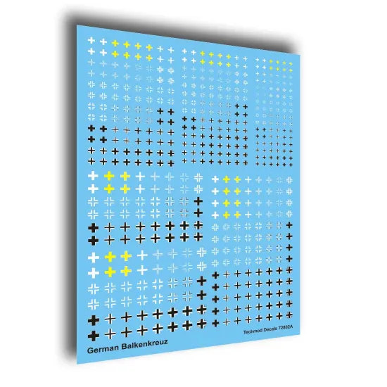 Techmod 72802 1/72 German Balkenkreuze Different Sizes Wet Decal 2 Sheets