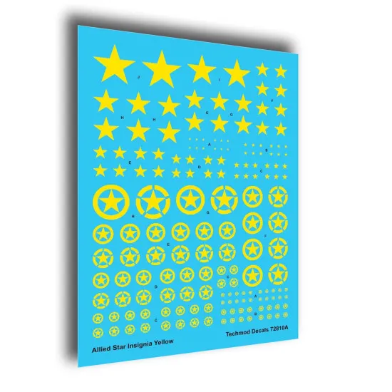 Techmod 72810 1/72 Allied Stars Insignia Yellow In Circles Wet Decal Wwii