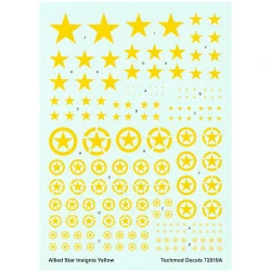 Techmod 72810 1/72 Allied Stars Insignia Yellow In Circles Wet Decal Wwii