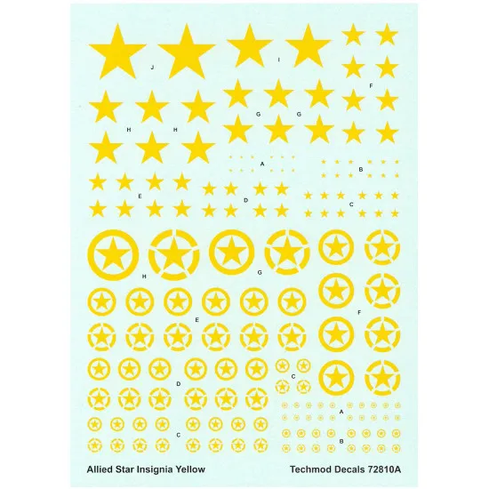 Techmod 72810 1/72 Allied Stars Insignia Yellow In Circles Wet Decal Wwii