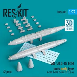 Reskit Rs72-0441 1/72 An Alq87 Ecm Pods Early Type 2 Pcs F100 F101 F105 F111 F4 3d Printing