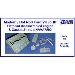 Dnepro Model 0604 1/6 Modern Hot Rod Ford V8 85hp Flathead Disassembled Engine Gasket 21 Stud Navarro