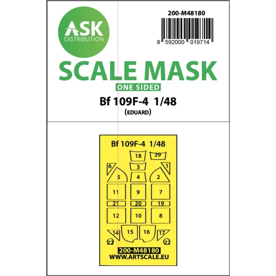 Ask M48180 1/48 Messerschmitt Bf 109f One-sided Express Mask For Eduard