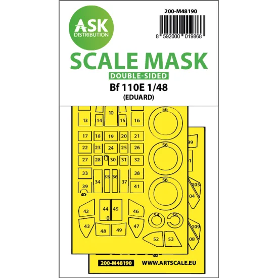 Ask M48190 1/48 Messerschmitt Bf 110e Double-sided Express Fit Mask For Eduard