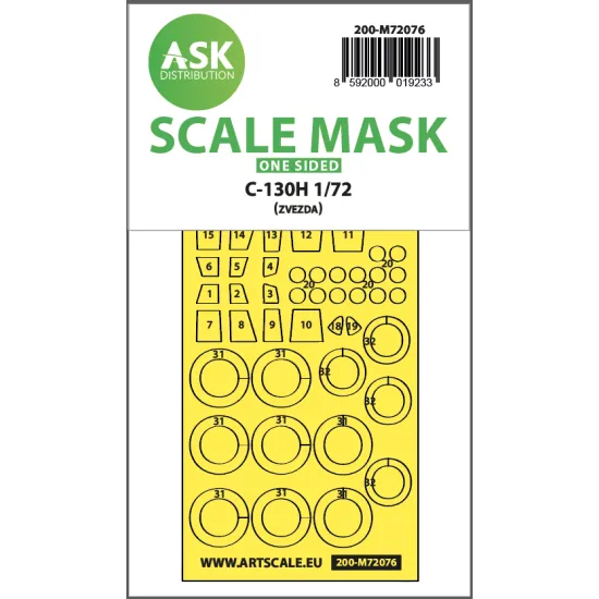 Ask M72076 1/72 C-130h One-sided Express Fit Painting Mask For Zvezda
