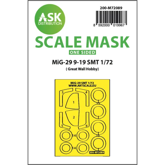 Ask M72089 1/72 Mig-29 9-19 Smt One-sided Express Fit Painting Mask For Gwh