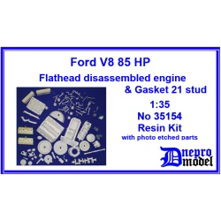 Dnepro Model 35154 1/35 Ford V8 85 Hp Flathead Disassembled Engine Gasket 21 Stud