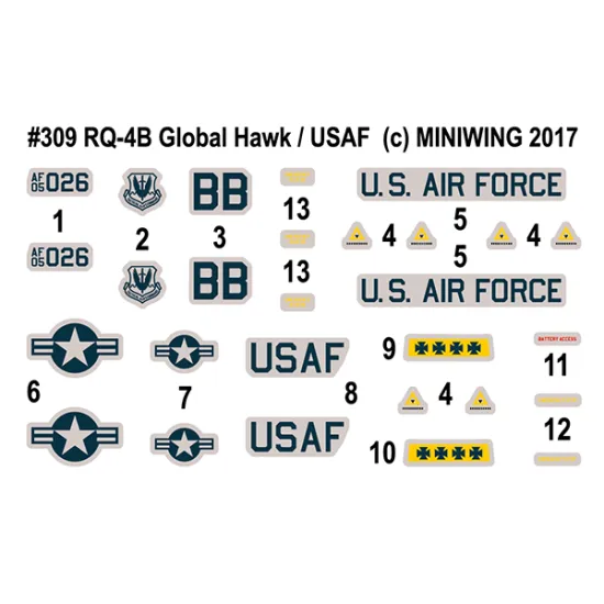 Miniwing 309 1/144 Northrop Grumman Rq-4b / Usaf Unmanned Surveillance Aircraft