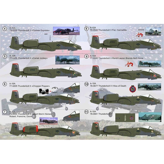 NEW WET DECALS A-10 THUNDERBOLT II DESERT STORM 1/72 SCALE PRINT SCALE 72-347