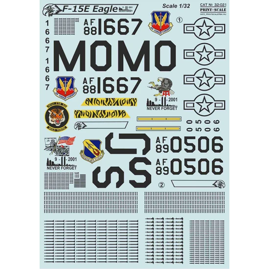 DECAL FOR MCDONNELL DOUGLAS F-15 EAGLE AIRCRAFT 1/32 PRINT SCALE 32-021