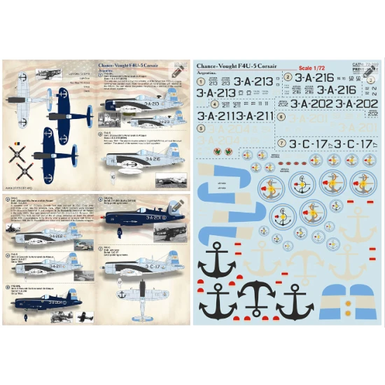 Print Scale 72-399 - 1/72 Chance-Vought F4U Corsair. Argentina (wet decal for aircraft)