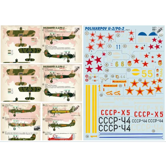 Print Scale 72-365 - 1/72 Polikarpov U-2 Po-2 Part-1 (wet decal for aircraft)