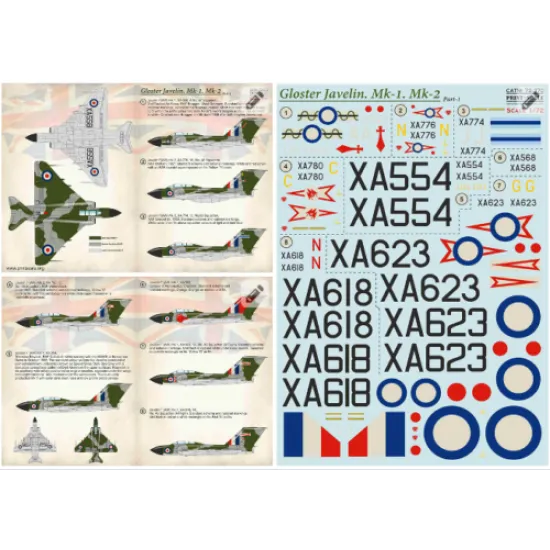 Print Scale 72-370 - 1/72 Gloster Javelin Mk-1 Mk-2 Part 1 (wet decal for aircraft)