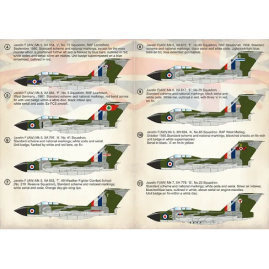 Print Scale 72-375 - 1/72 Gloster Javelin Mk-5 Mk-6 Mk-7 Part 4 (wet decal for aircraft)