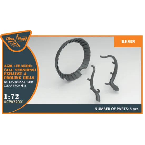 Clear Prop CPA72001 A5M Claude all versions resin exhaust and cooling grills, 1/72