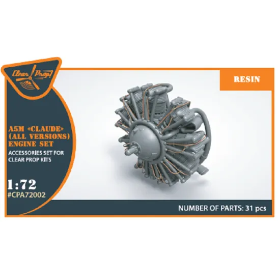 Clear Prop CPA72002 - 1/72 A5M Claude (all versions) resin engine set, model kit