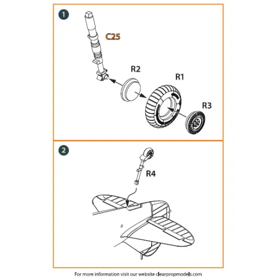 Clear Prop CPA72013 - 1/72, La-5 early version wheel set, for scale model kit